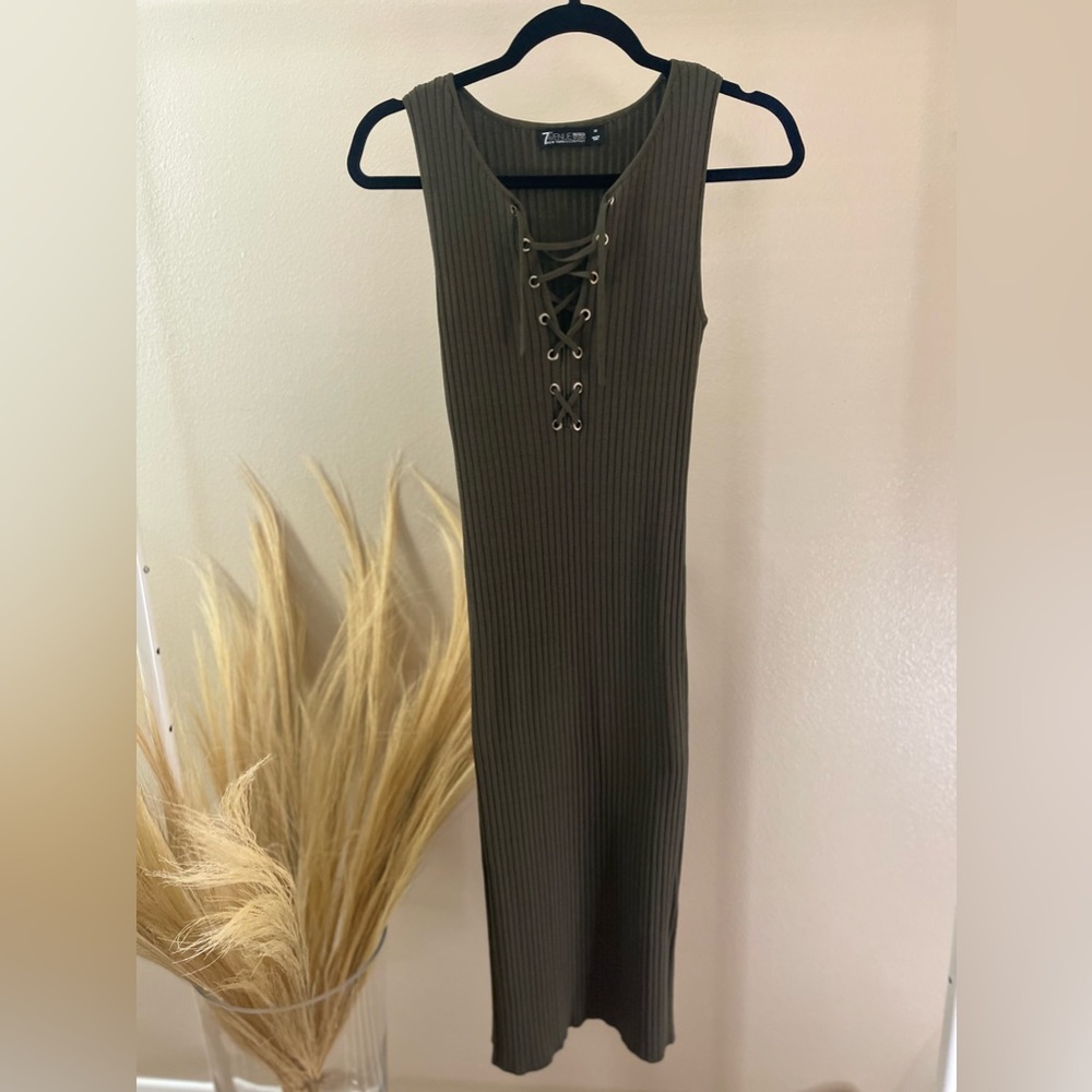 New York & Co. Olive Green Sweater Dress